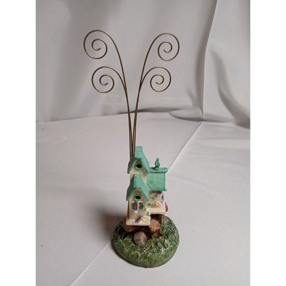 10" Birdhouse Ceramic‎ Painted Photo Holder - Picture 1 of 6